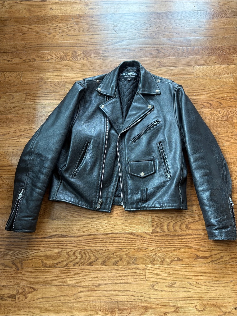 Unik Black Leather Motorcycle Jacket